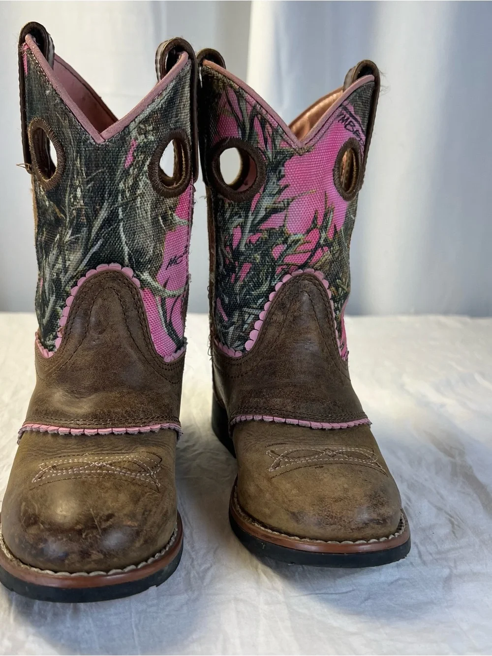 Smoky Mountain Little Girls sz9.5 Pink Camo & Brown Western Boots Style# 3468C